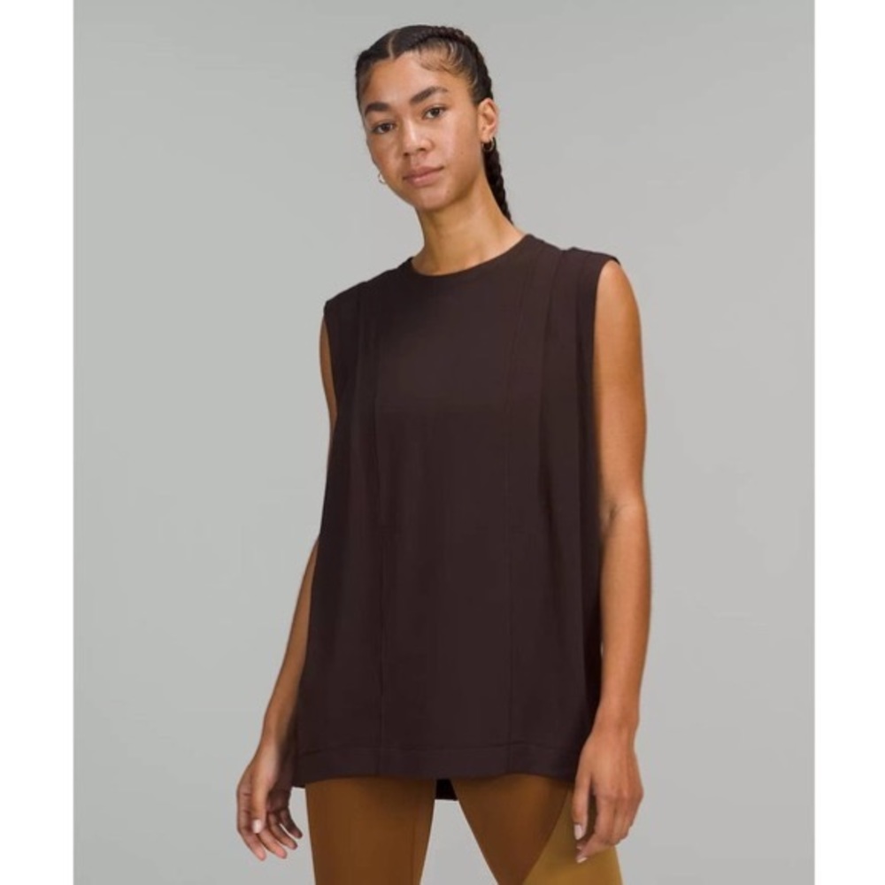 Lululemon Modal Pleated Shoulder Tank, NWT, Size 10 in French Press (Dark Brown)